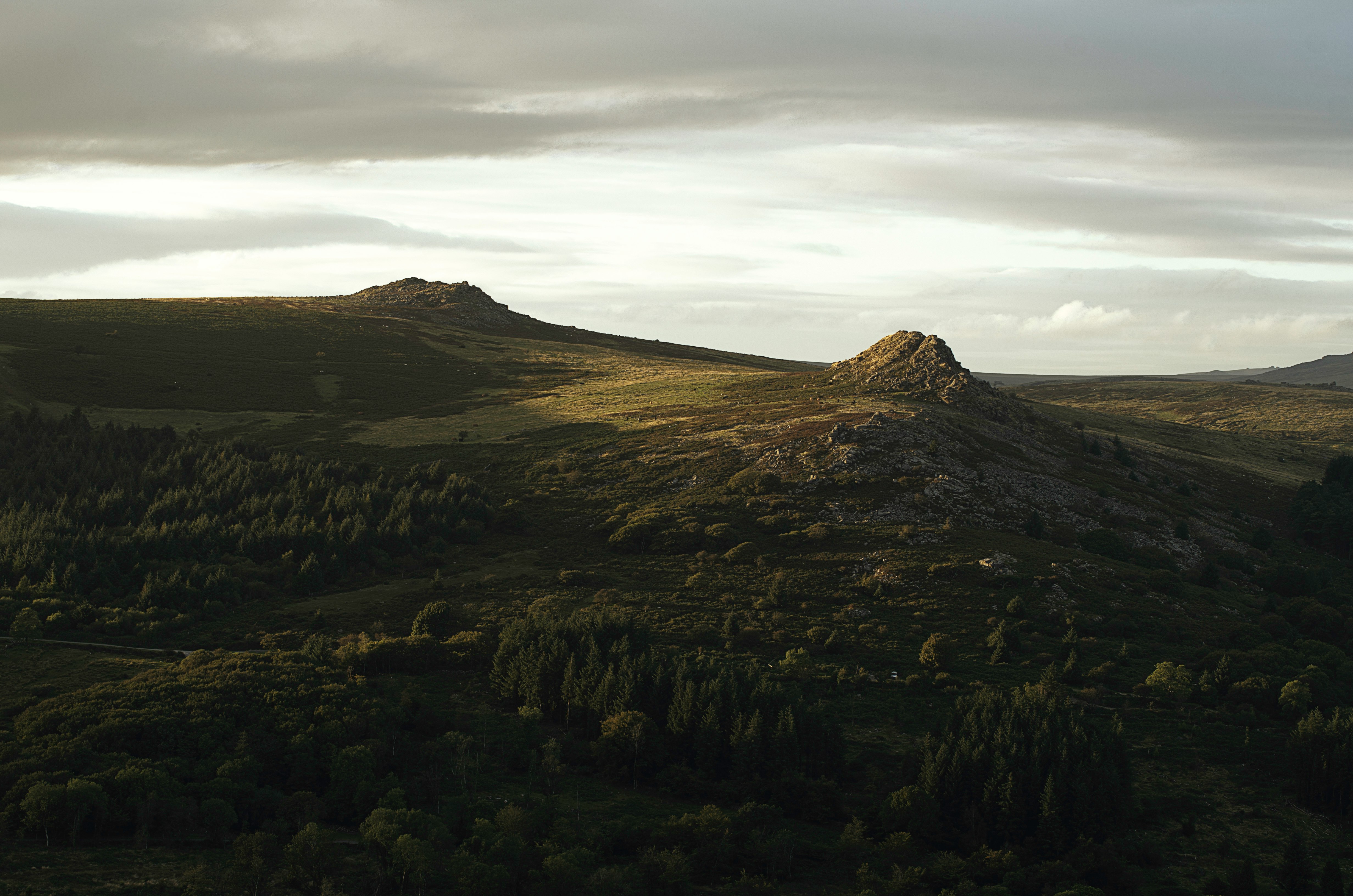 landscape photography of green mountain